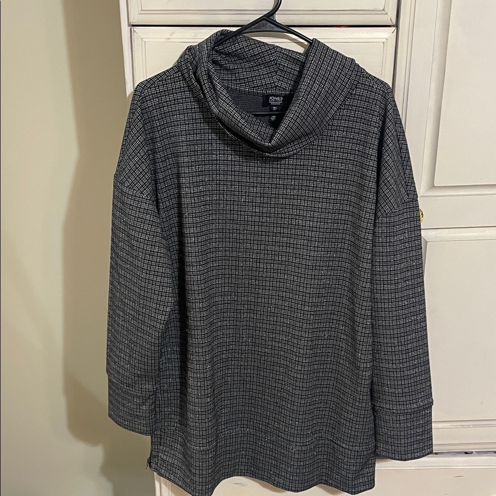 Jones New York Black and Gray Cowl Neck Sweater